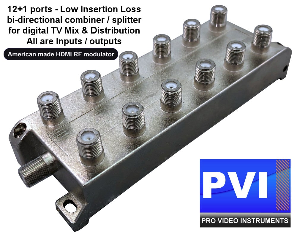 American made HDMI RF modulator coaxial combiner splitter for digital TV channel distribution multi modulator combining