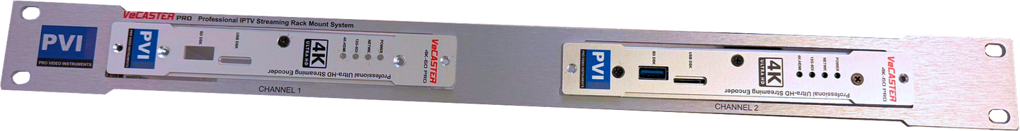 VeCASTER encoders mounted on a 1RU rack plate kit