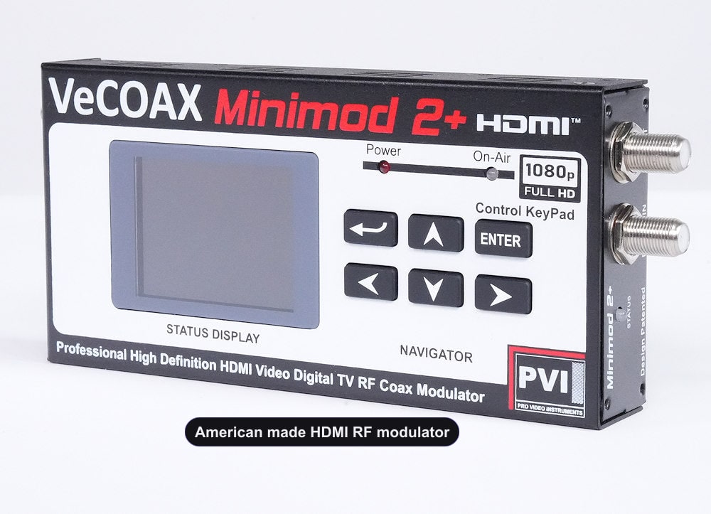 American made HDMI RF modulator professional build quality right side ventilation