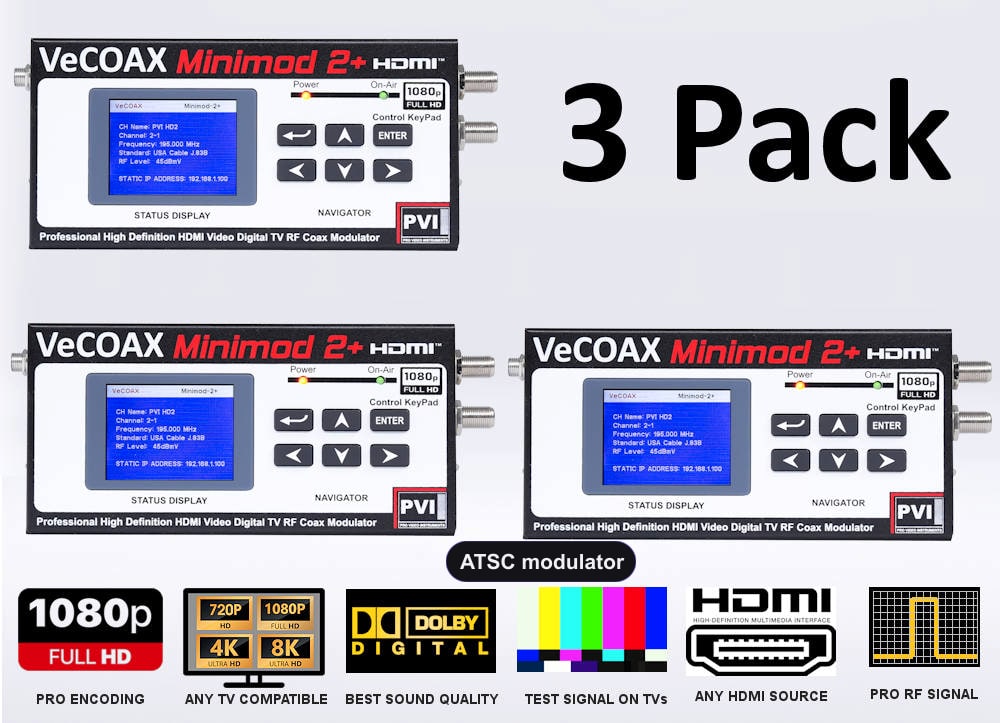 ATSC modulator 3-pack bundle deal - three MINIMOD 2+ units
