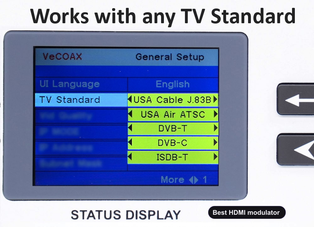 Best HDMI modulator universal TV standards QAM ATSC DVB-T DVB-C ISDB-T
