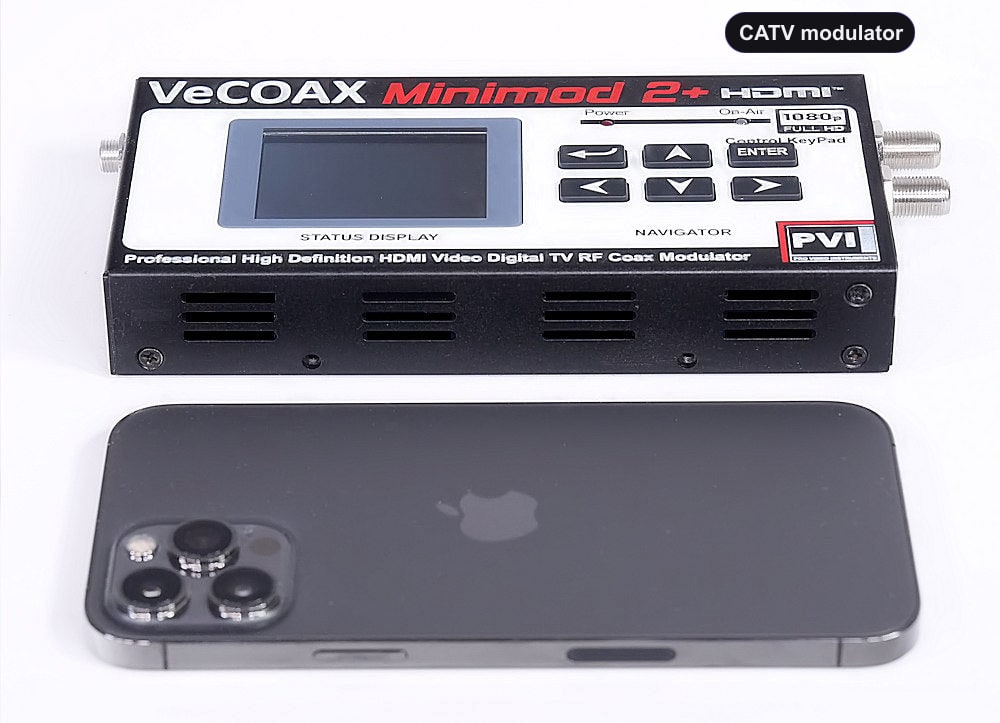 CATV modulator compact dimensions 7.5 x 4.5 x 1.2 inches
