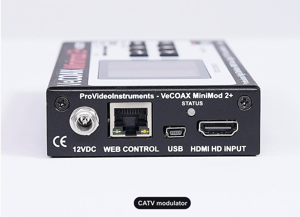 CATV modulator rear panel HDMI input and Ethernet web control port