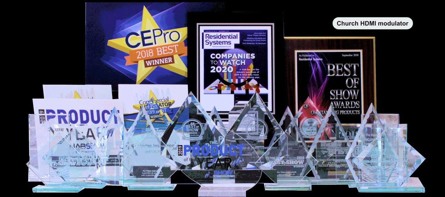 Church HDMI modulator VeCOAX MINIMOD 2+ multiple industry awards NAB CE Pro CEDIA