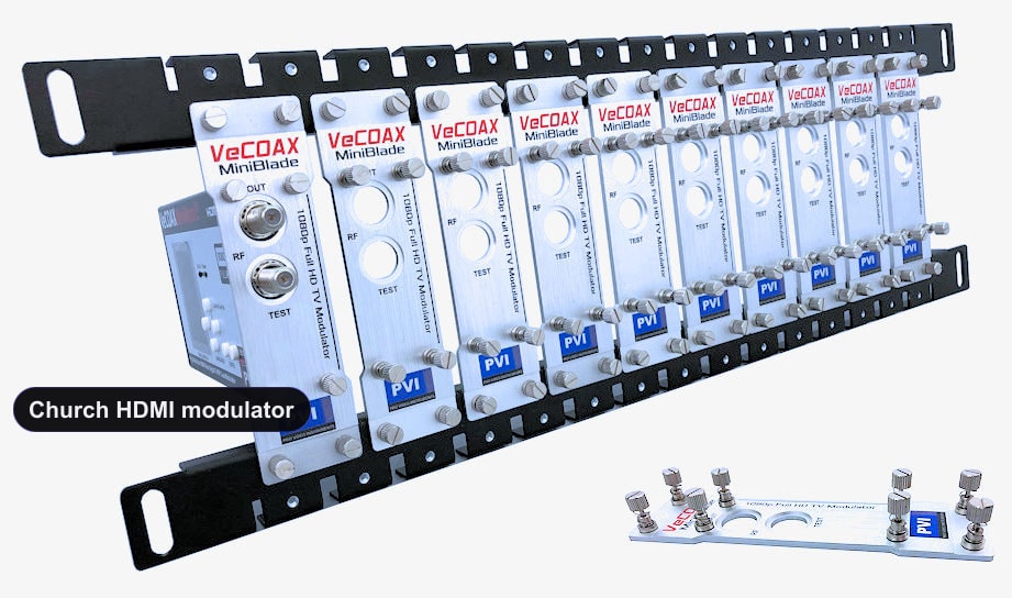 Church HDMI modulator blade rack kit mount 10 or more units in single rack space