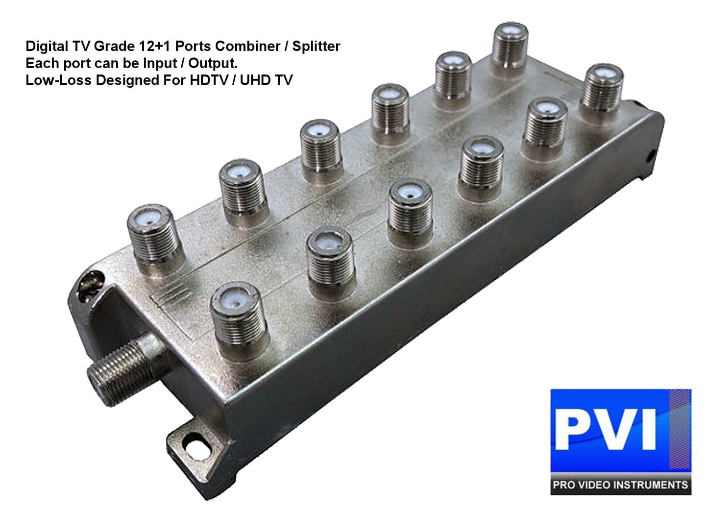Coax combiner splitter 12+1 ports low insertion loss bidirectional combiner for HD and 4K digital TV distribution