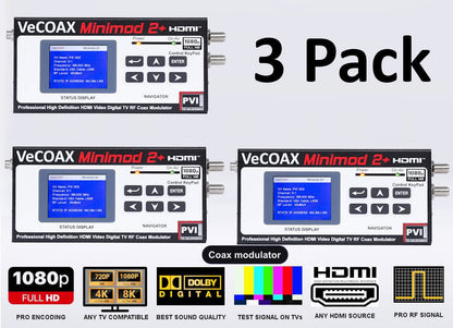Coax modulator 3-pack bundle deal - three MINIMOD 2+ units