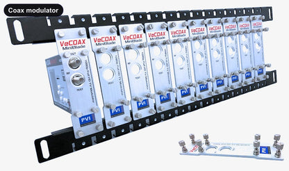 Coax modulator blade rack kit mount 10 or more units in single rack space