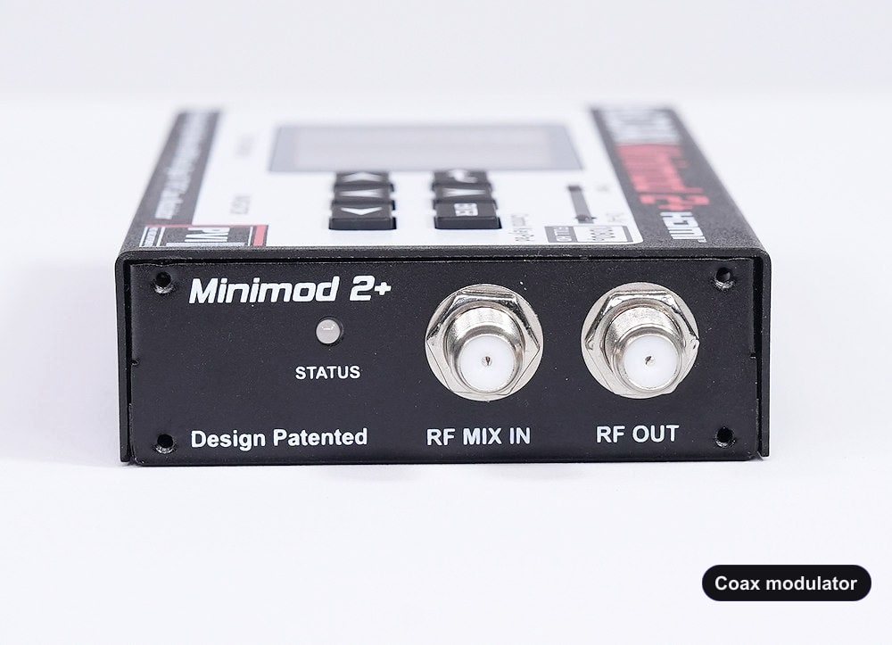 Coax modulator coaxial RF output connector for TV distribution