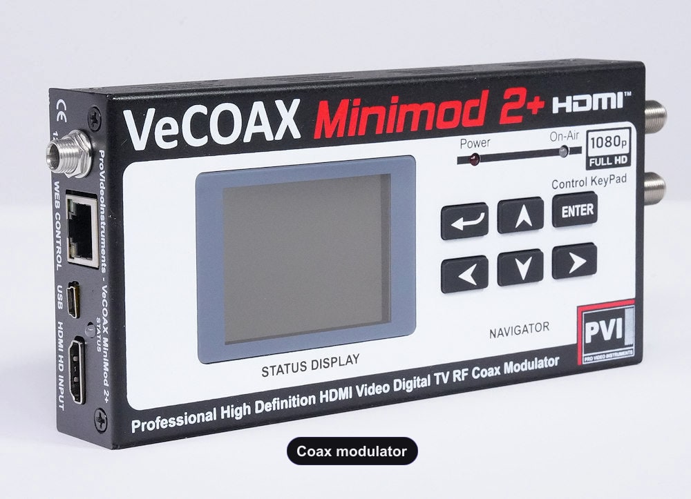 Coax modulator compact aluminum enclosure left side view