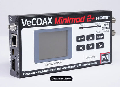 Coax modulator compact aluminum enclosure left side view