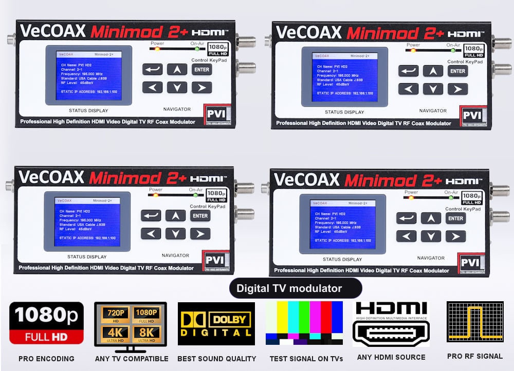 Digital TV modulator 4-pack bundle deal - four MINIMOD 2+ units