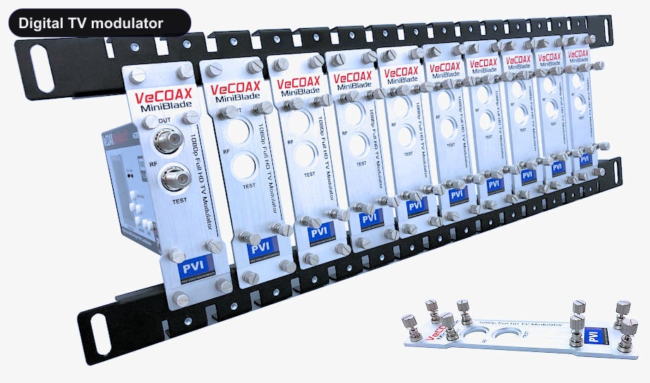 Digital TV modulator blade rack kit mount 10 or more units in single rack space