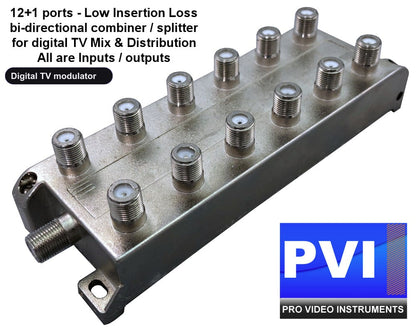 Digital TV modulator coaxial combiner splitter for digital TV channel distribution multi modulator combining