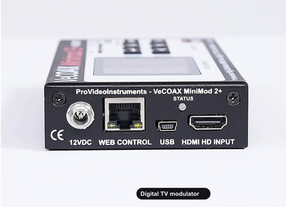 Digital TV modulator rear panel HDMI input and Ethernet web control port