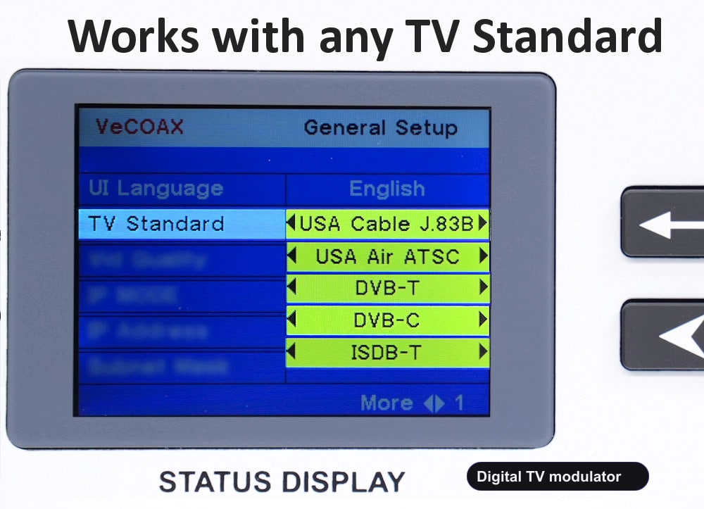 Digital TV modulator universal TV standards QAM ATSC DVB-T DVB-C ISDB-T