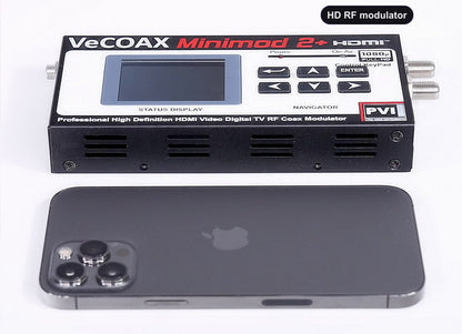 HD RF modulator compact dimensions 7.5 x 4.5 x 1.2 inches