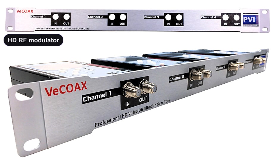 HD RF modulator rack mount 4 channels in single 1RU panel