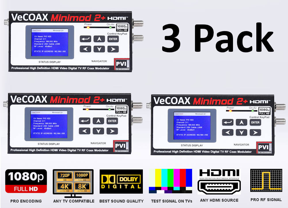 HDMI modulator 3-pack bundle deal - three MINIMOD 2+ units