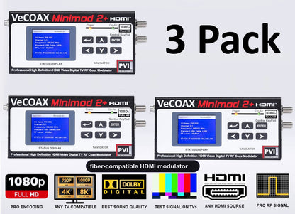 fiber-compatible HDMI modulator 3-pack bundle deal - three MINIMOD 2+ units