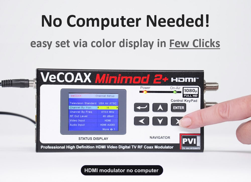 HDMI modulator no computer built-in LCD display for easy setup without computer