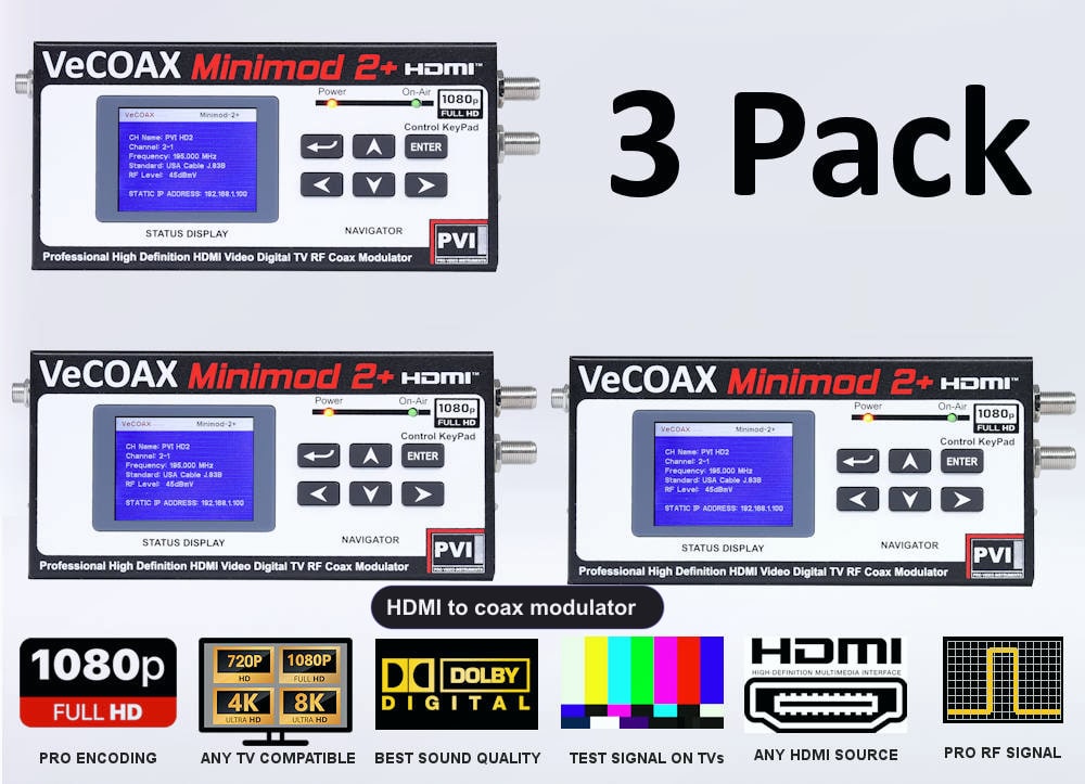 HDMI to coax modulator 3-pack bundle deal - three MINIMOD 2+ units