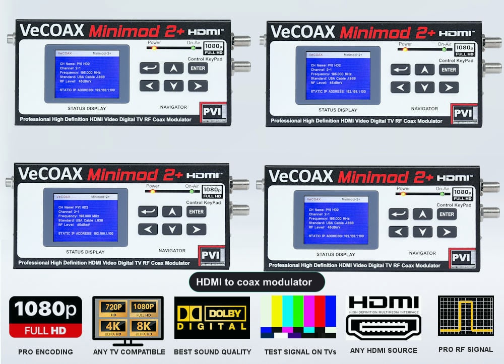 HDMI to coax modulator 4-pack bundle deal - four MINIMOD 2+ units