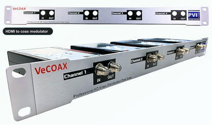 HDMI to coax modulator rack mount 4 channels in single 1RU panel
