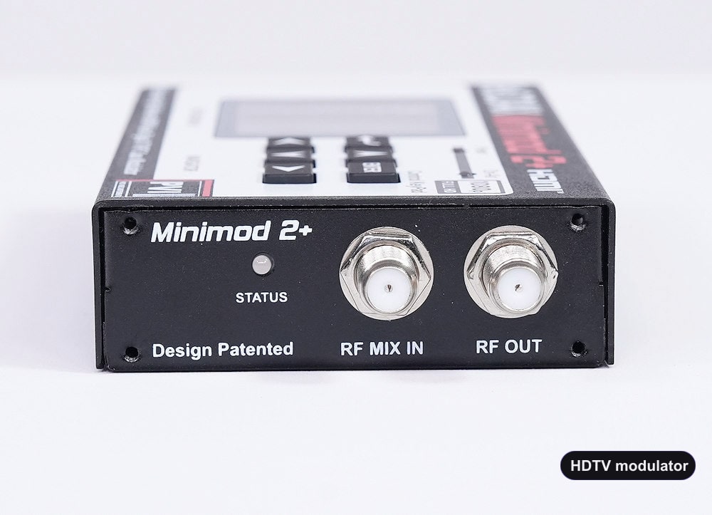 HDTV modulator coaxial RF output connector for TV distribution