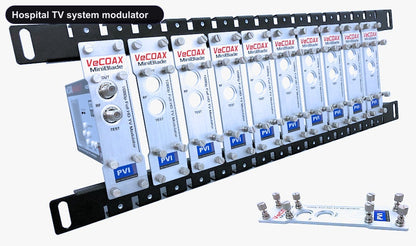 Hospital TV system modulator blade rack kit mount 10 or more units in single rack space