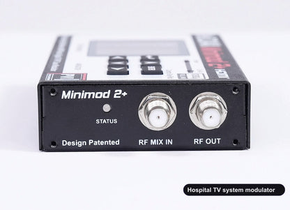 Hospital TV system modulator coaxial RF output connector for TV distribution