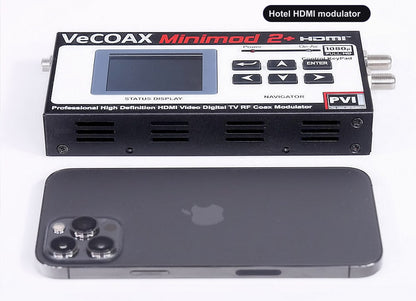 Hotel HDMI modulator compact dimensions 7.5 x 4.5 x 1.2 inches
