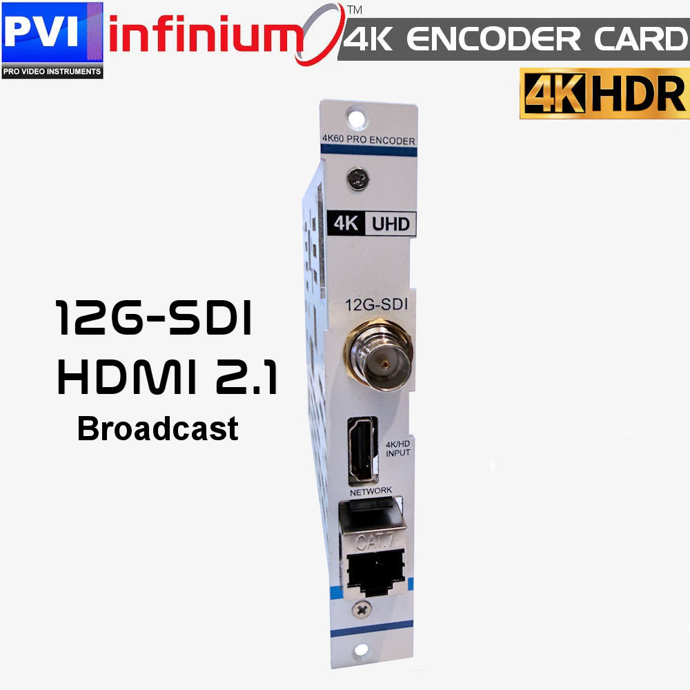 INFINIUM 4K60 broadcast encoder card front view 12G-SDI HDMI 2.1 HEVC