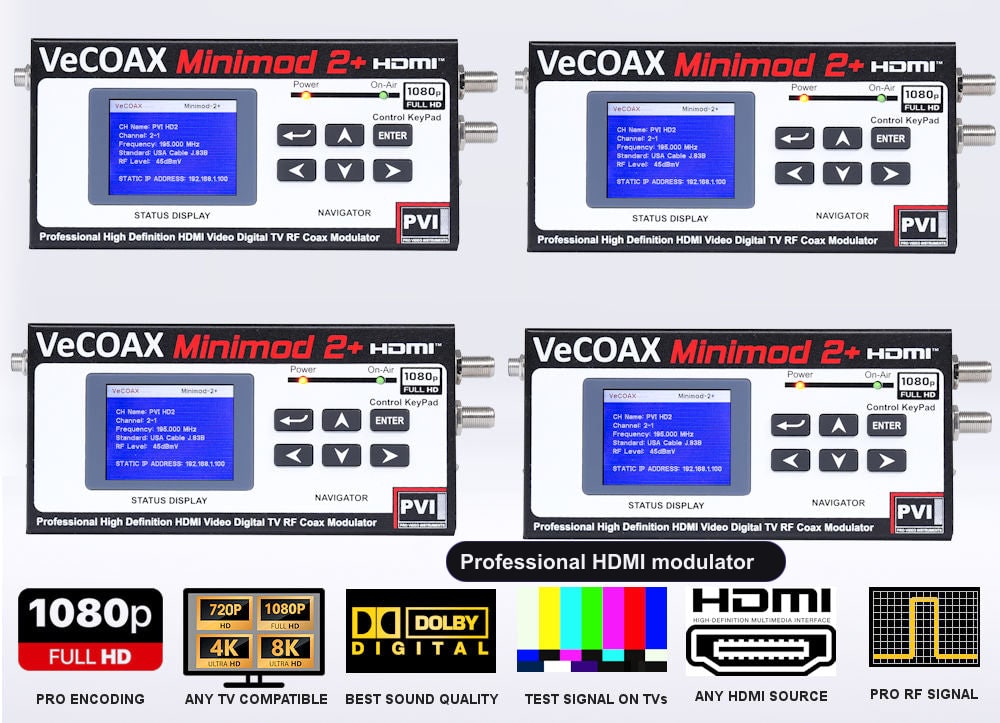 Professional HDMI modulator 4-pack bundle deal - four MINIMOD 2+ units