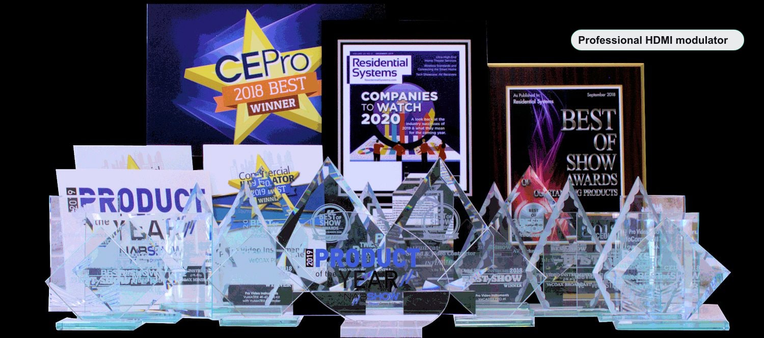 Professional HDMI modulator VeCOAX MINIMOD 2+ multiple industry awards NAB CE Pro CEDIA