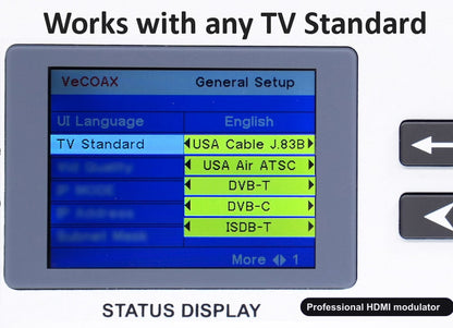 Professional HDMI modulator universal TV standards QAM ATSC DVB-T DVB-C ISDB-T
