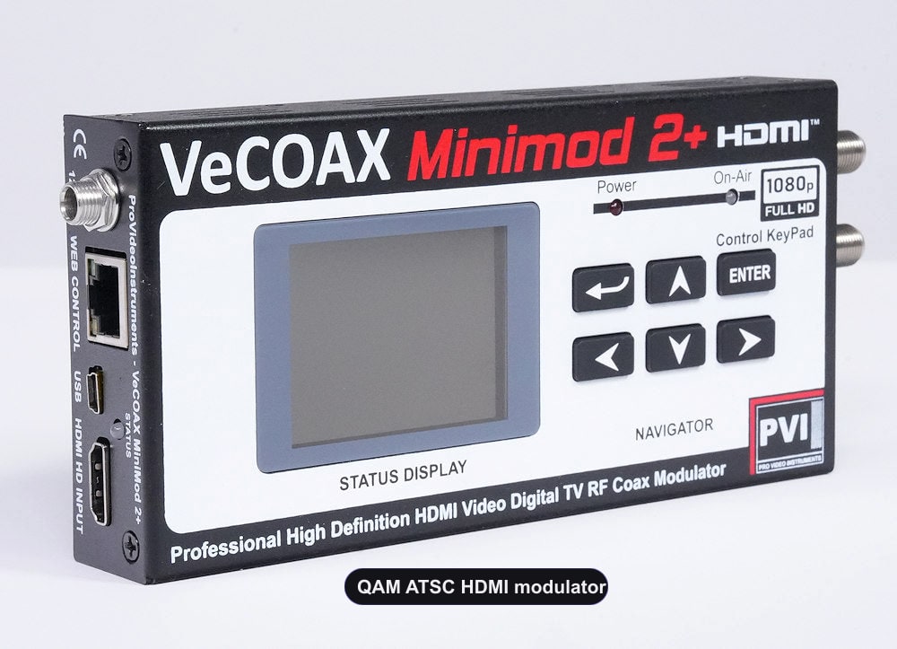 QAM ATSC HDMI modulator compact aluminum enclosure left side view