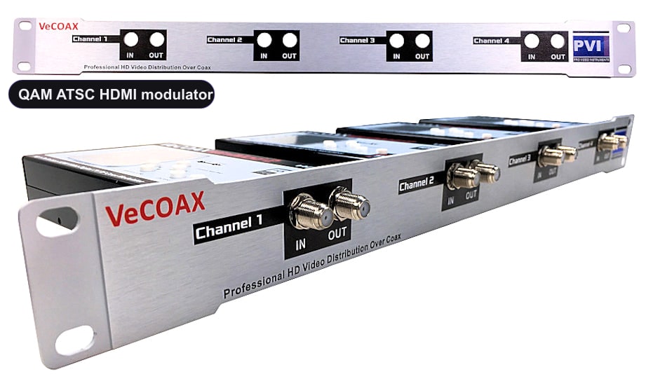 QAM ATSC HDMI modulator rack mount 4 channels in single 1RU panel