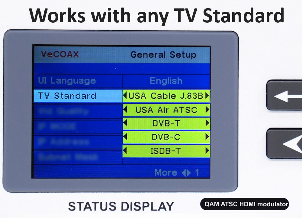 QAM ATSC HDMI modulator universal TV standards QAM ATSC DVB-T DVB-C ISDB-T