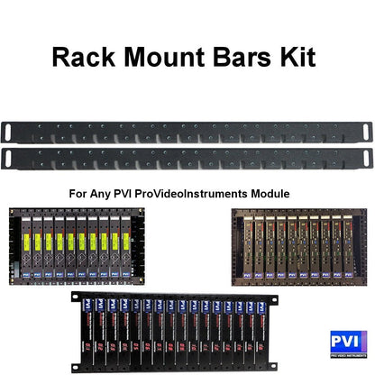 VeCASTER encoders mounted in a rack using the RACK-BARS-KIT