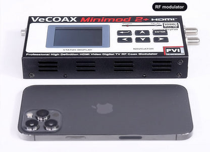 RF modulator compact dimensions 7.5 x 4.5 x 1.2 inches