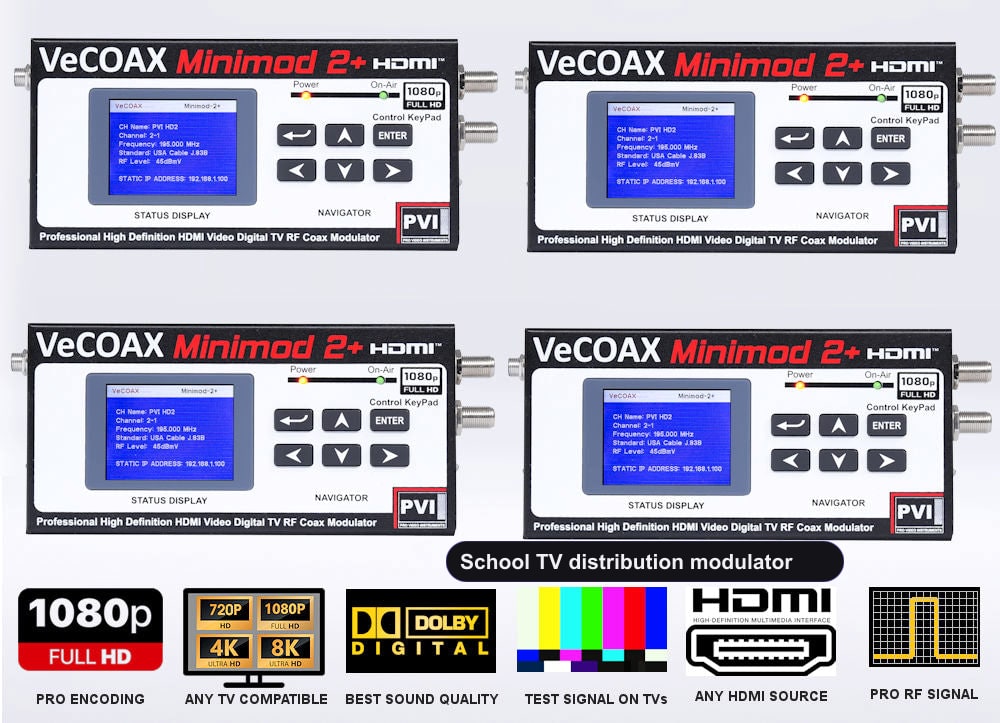 School TV distribution modulator 4-pack bundle deal - four MINIMOD 2+ units