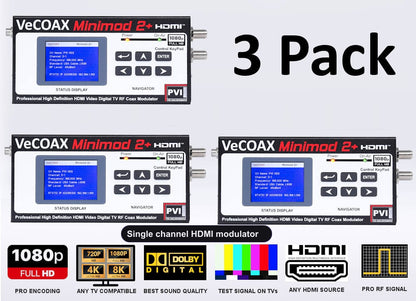 Single channel HDMI modulator 3-pack bundle deal - three MINIMOD 2+ units