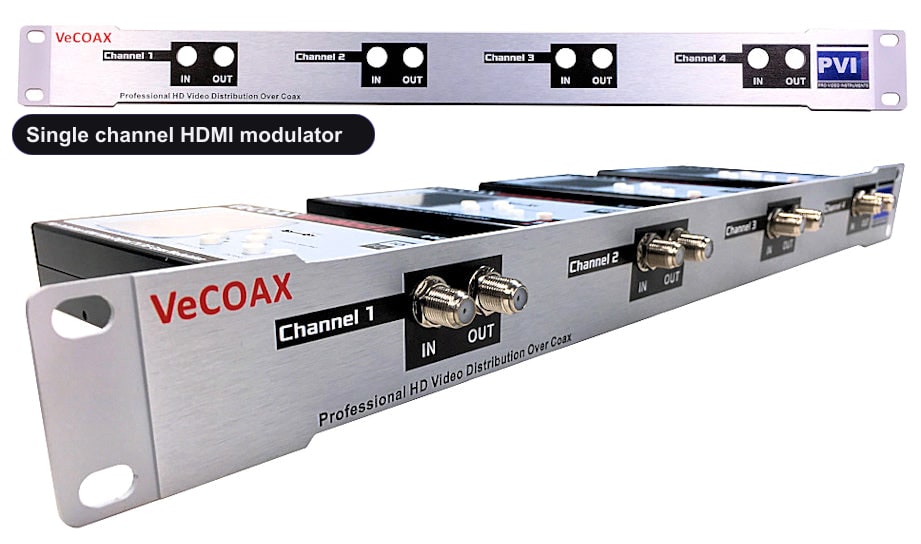 Single channel HDMI modulator rack mount 4 channels in single 1RU panel