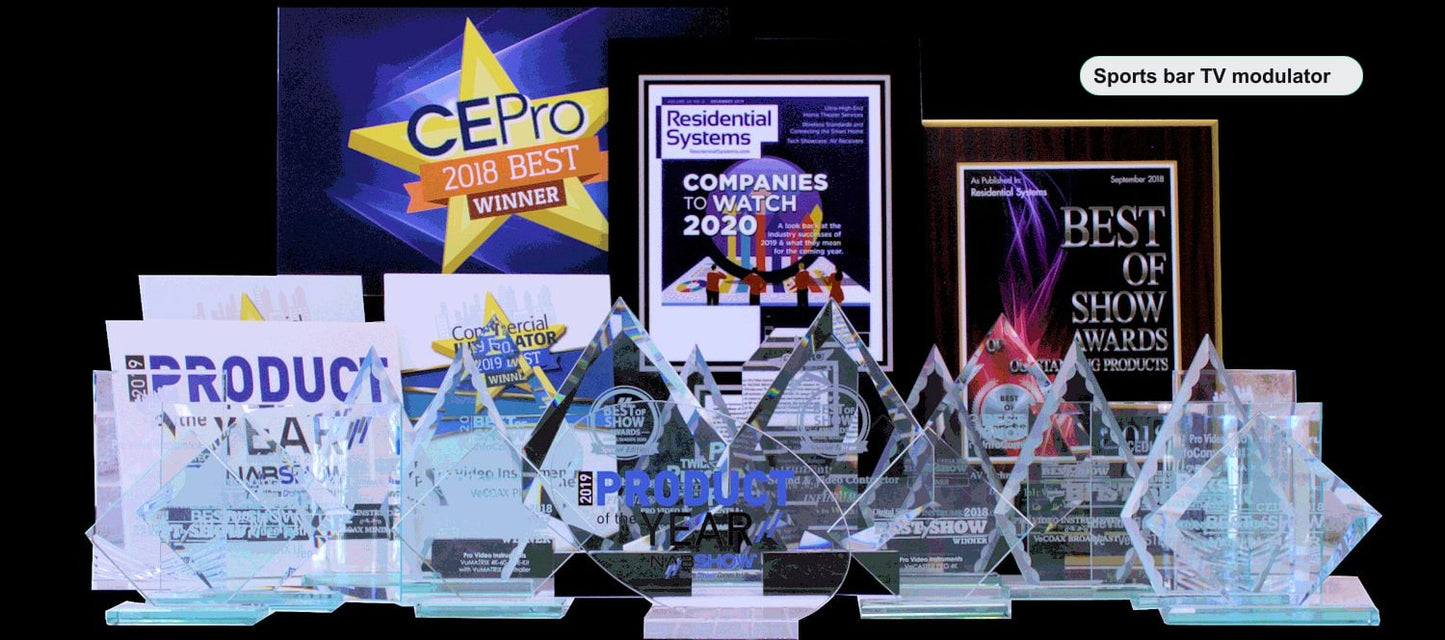 Sports bar TV modulator VeCOAX MINIMOD 2+ multiple industry awards NAB CE Pro CEDIA