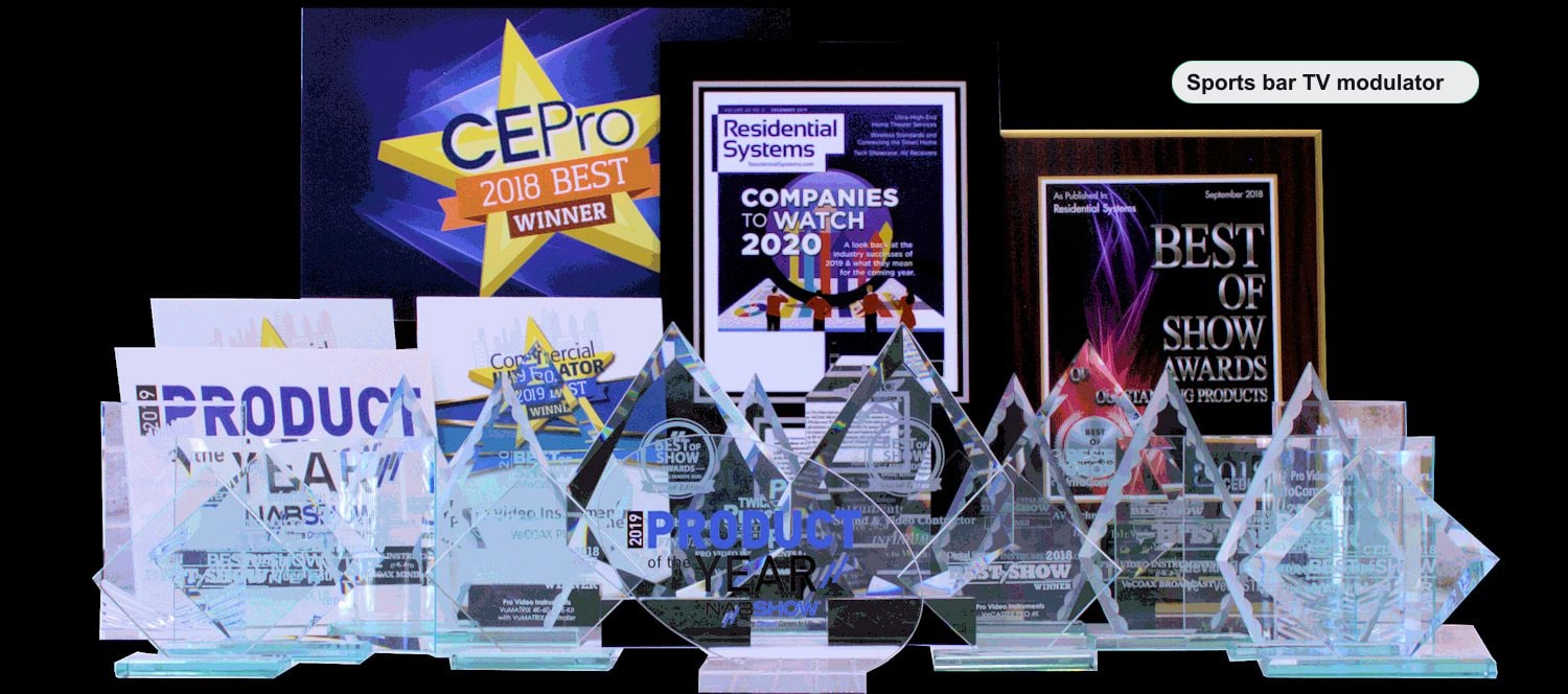 Sports bar TV modulator VeCOAX MINIMOD 2+ multiple industry awards NAB CE Pro CEDIA