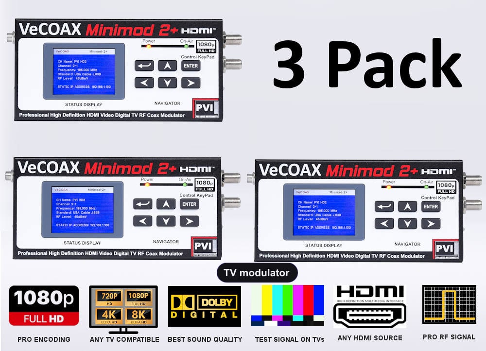 TV modulator 3-pack bundle deal - three MINIMOD 2+ units