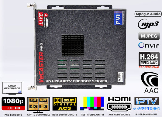 VeCASTER HD H.264 HDMI IPTV encoder front view, professional 1080p live streaming encoder by Pro Video Instruments