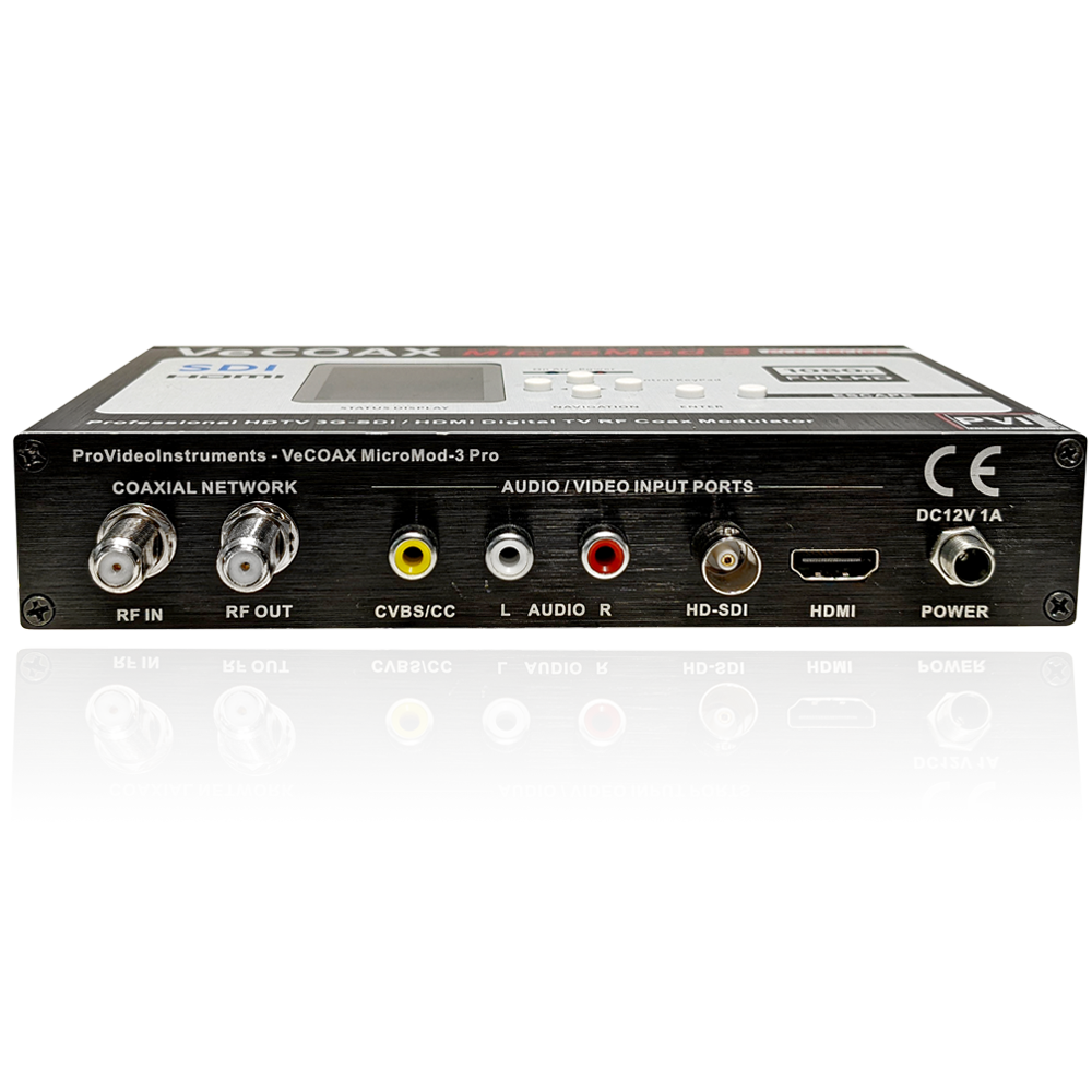 VeCOAX MICROMOD-3 SDI — rear connections SDI HDMI AV composite RCA audio and coax output