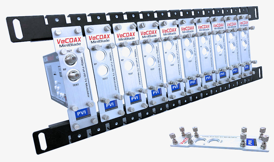 MINIMOD-2+ 3-Pack — HDMI modulator blade rack kit mount 10 or more units in single rack space